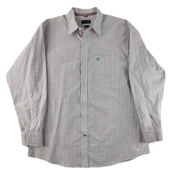 Ariat Other - Ariat Pro Series Shirt Mens XL Plaid Button Down Long Sleeve Cowboy red white B